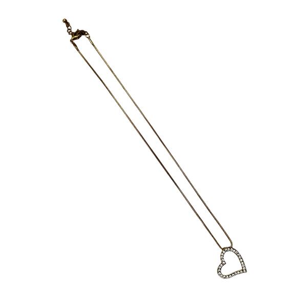 Vintage Gold CZ Heart Necklace Valentine Love Jewelry Adjustable - Picture 2 of 5